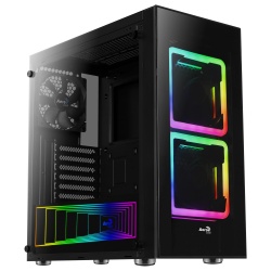 Gabinete Aerocool Tor con Ventana RGB, Midi-Tower, ATX/Micro ATX/Mini-ITX, USB 2.0/3.0, sin Fuente, 3 Ventiladores Instalados, Negro 