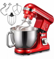 Aicok Batidora de Pedestal MK37, 500W, 6 Velocidades, Rojo 