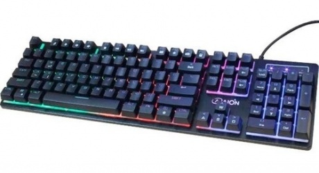 Teclado Gamer Aion AMK-W55P RGB, Switch Semimecánico, Alámbrico, Negro (Español) 