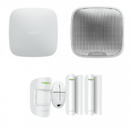 AJAX Kit Sistema de Alarma Residencial EXT, Inalámbrico, WiFi, Incluye Sensor de Movimiento/Detectores Ventana/Control Remoto/Sirena Exterior 