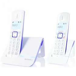 Alcatel Teléfono Inalámbrico Versatis F200 Duo, DECT, 2 Auriculares, Blanco/Azul 