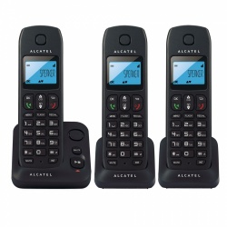 Alcatel Teléfono Inalámbrico E190 Voice Trio, DECT, Contestadora, 3 Auriculares, Altavoz, Negro 