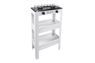 Alfa Parrilla de Gas 403, 2 Quemadores Regulares, Negro, con Estante 