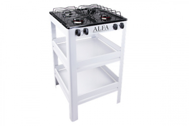 Alfa Parrilla de Gas 411-4, 4 Quemadores Regulares, Negro, con Estante 