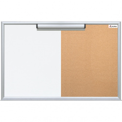 Alfra Tablero de Corcho Mixto, 60x90cm, Blanco/Café 