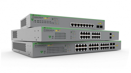 Switch Allied Telesis Gigabit Ethernet GS950/10PS-V2, 8 Puertos PoE 10/100/1000Mbps + 2 Puertos SFP, 20 Gbit/s, 16.000 Entradas - Administrable 