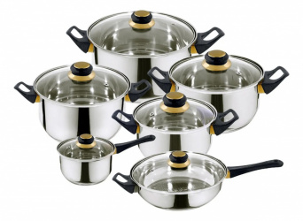 Alpine Cuisine Batería de Cocina B0201, Acero Inoxidable, 12 Piezas 