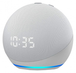 Amazon Echo Dot Asistente de Voz 4ta Generación con Reloj, Inalámbrico, WiFi, Bluetooth, Blanco 