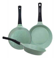 Amercook Juego de Sartenes BEKY, 3 Piezas, Antiadherente, Cerámica, Multicolor 