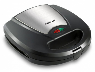 American Sandwichera 3 en 1 9983, 4 Bocadillos, Negro/Acero Inoxidable 