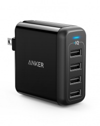 Anker Cargador de Pared A2142112, 5V, 4 Puertos USB 2.0, Negro 