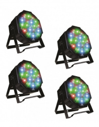 Megaluz Kit Proyector de Luz OUT-18X1RGB, Automático/Audio-Rítmico/DMX, RGB, 4 Piezas 