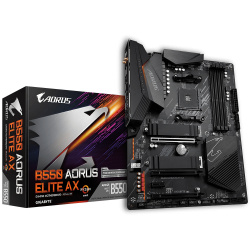 Tarjeta Madre AORUS ATX B550 AORUS ELITE AX, S-AM4, AMD B550, HDMI, 128GB DDR4 para AMD — Requiere Actualización de Bios para la Serie Ryzen 5000 ― Sin accesorios, solo cuenta con 1 cable SATA. 