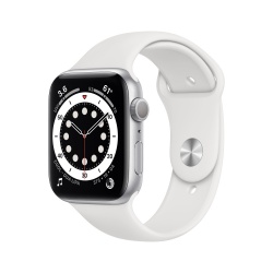 Apple Watch Series 6 GPS, Caja de Alumino Color Plata de 40mm, Correa Deportiva Blanca 