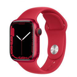 Apple Watch Series 7 GPS + Cellular, Caja de Aluminio Color Rojo de 41mm, Correa Deportiva Rojo 