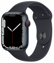 Apple Watch Series 7 GPS + Cellular, Caja de Aluminio Color Azul Medianoche de 45mm, Correa Deportiva Azul Medianoche 