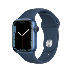 Apple Watch Series 7 GPS, Caja de Aluminio Color Azul de 41mm, Correa Deportiva Azul 