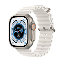 Apple Watch Ultra GPS + Cellular, Caja de Titanio de 49mm, Correa Ocean Deportiva Grande Color Blanco 
