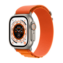 Apple Watch Ultra GPS + Cellular, Caja de Titanio de 49mm, Correa Alpine Deportiva Chica Color Naranja 