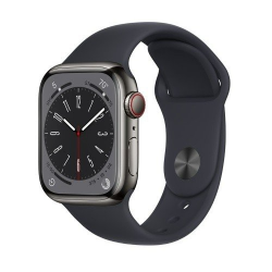 Apple Watch Series 8 GPS + Cellular, Caja de Aluminio Color Grafito de 41mm, Correa Deportiva Color Azul de Medianoche 