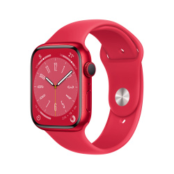 Apple Watch Series 8 GPS, Caja de Aluminio Color Rojo de 41mm, Correa Deportiva Rojo 
