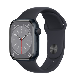 Apple Watch Series 8 GPS, Caja de Aluminio Color Medianoche de 41mm, Correa Deportiva M/L Color Medianoche 