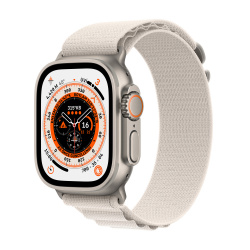 Apple Watch Ultra GPS + Cellular, Caja de Titanio de 49mm, Correa Alpine Deportiva Chica Color Blanco Estelar 