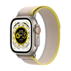Apple Watch Ultra GPS + Cellular, Caja de Titanio de 49mm, Correa Trail Deportiva Mediana Color Amarillo/Beige 