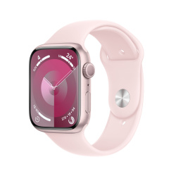 Apple Watch Series 9 GPS, Caja de Aluminio Color Rosa de 45mm, Correa Deportiva M/L Color Rosa 