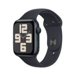 Apple Watch SE 2 GPS, Caja de 44 mm Aluminio Color Medianoche, Correa Deportiva M/L Color Negro 