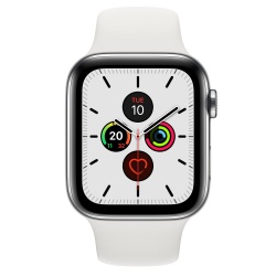 Apple Watch Series 5 GPS + Cellular, 44mm, Plata/Blanco 