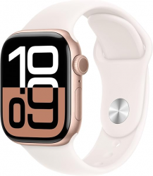 Apple Watch Series 10 GPS, Caja de 42 mm Aluminio Color Oro Rosa, Correa Deportiva S/M Color Rosa Rubor 