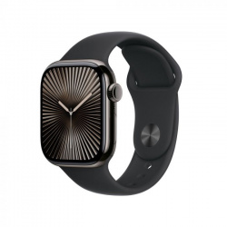 Apple Watch Series 10 GPS + Cellular, Caja de 42 mm Titanio Color Negro, Correa Deportiva M/L Color Negro 