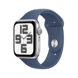 Apple Watch SE GPS, Caja de 44 mm Aluminio Color Plata, Correa Deportiva M/L Color Azul  