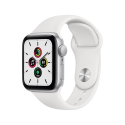 Apple Watch SE GPS, Caja de Aluminio Color Plata de 40mm, Correa Deportiva Blanca 