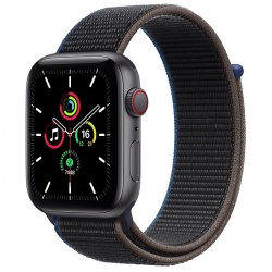 Apple Watch SE GPS + Cellular, Caja de Aluminio Color Gris Espacial de 44mm, Correa Deportiva Carbón 