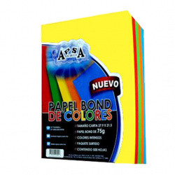 APSA Papel Bond 75g/m², 500 Hojas de Tamaño Carta, 5 Colores Intensos 