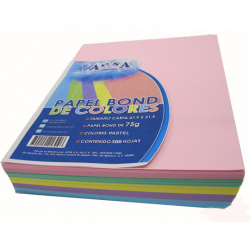 APSA Papel Bond 75g/m², 500 Hojas de Tamaño Carta, 5 Colores Pastel 