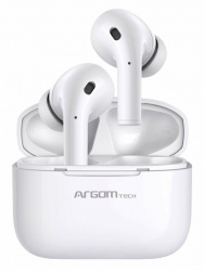 ArgomTech Audífonos Intrauriculares con Micrófono Skeipods E71, Bluetooth, Inalámbrico, Blanco/Negro 