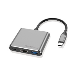 ArgomTech Hub USB-C Macho, 1x HDMI, 1x USB 3.0, 1x USB-C, Gris 