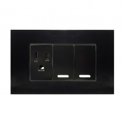 Argos Tomacorriente 8843945, 1 Enchufe + 2 Apagadores, 127 - 250V, 15A, Negro 