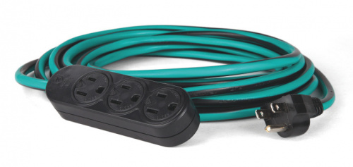 Argos Extensión de Uso Rudo 9730063, 3 Salidas AC, 127V, 13A, 5 Metros, Negro/Verde 