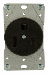 Arrow Hart Tomacorriente 5709N, 1 Enchufe, NEMA 6-50R, 250V, 50A, Negro/Plata 