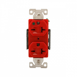 Arrow Hart Tomacorriente AH8400RD, 2 Enchufes, 250V, 20A, Negro/Rojo 