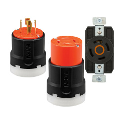 Arrow Hart Clavija Media Vuelta AHCL1420P, 125 - 250V, 20A, NEMA L14-20P, Negro/Naranja 