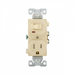 Arrow Hart Tomacorriente TR274V, 1 Enchufe + 1 Apagador, 120V, 15A, Marfil 