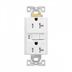 Arrow Hart Tomacorriente TRAFGF20W, 2 Enchufes, 125V, 20A, Blanco 