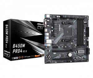 Tarjeta Madre ASRock Micro-ATX B450M Pro4 R2.0, S-AM4, AMD Promontory B450, HDMI, 128GB DDR4 para AMD ― Requiere Actualización de BIOS para la Serie Ryzen 5000 