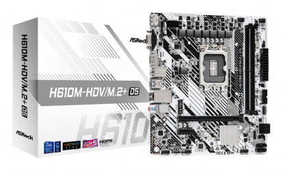 Tarjeta Madre ASRock H610M-HDV/M.2+ D5, Micro-ATX, LGA 1700, Intel H610, 96GB DDR5, HDMI/DP para Intel 