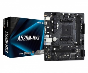 Tarjeta Madre ASRock micro ATX A520M-HVS, S-AM4, AMD A520, HDMI, 64GB DDR4 para AMD  - No es Compatible con Ryzen 5 3400G y Ryzen 3 3200G 